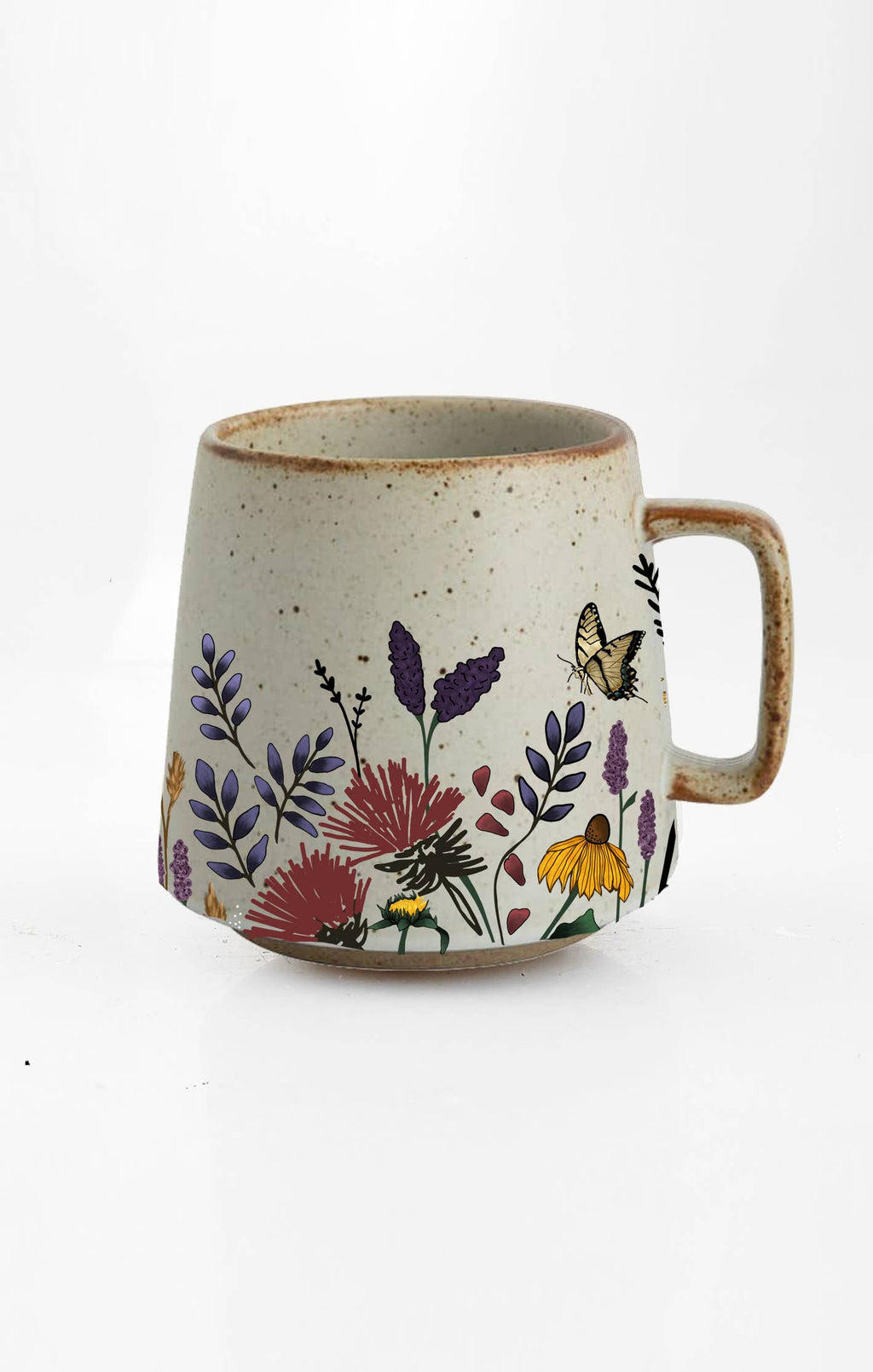 Blomstrende Sommerfugl Keramikkkopp - Håndmalt Design